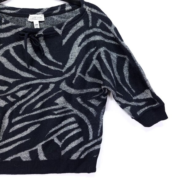 St John Sport Wool Blend Sweater Top Size Small Zebra Animal Print - Picture 8 of 11